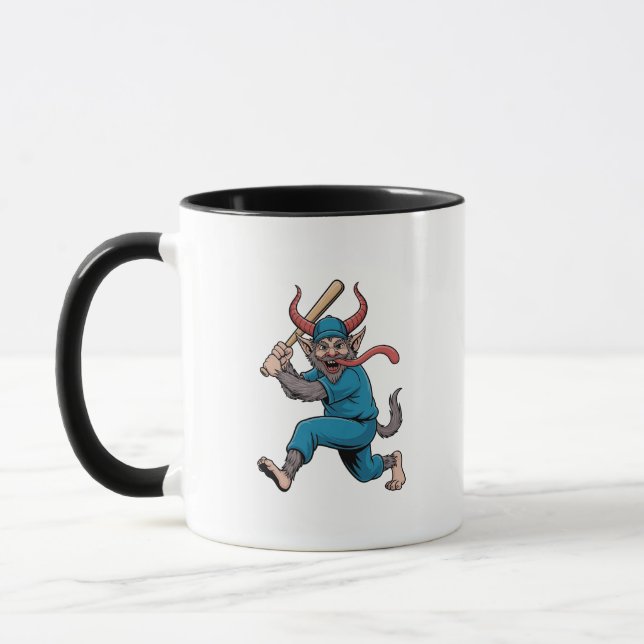 Santa Playing Baseball Christmas Baseball Player  Mug (Left)