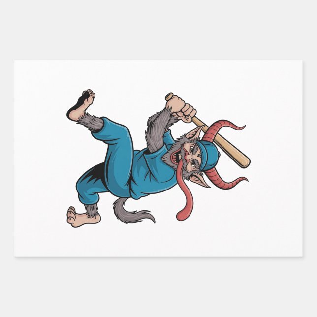 Santa Playing Baseball Christmas Baseball Player  Wrapping Paper Sheet (Front)