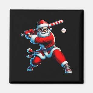 Santa Playing Baseball Men Boys Christmas Baseball Magnet