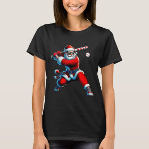 Santa Playing Baseball Men Boys Christmas Baseball T-Shirt