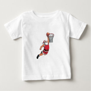 Santa Playing Basketball Christmas Sport Lovers Baby T-Shirt