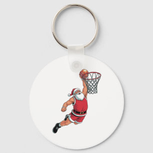 Santa Playing Basketball Christmas Sport Lovers  Key Ring