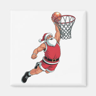 Santa Playing Basketball Christmas Sport Lovers  Magnet