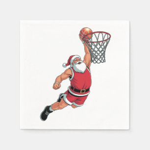 Santa Playing Basketball Christmas Sport Lovers Napkin