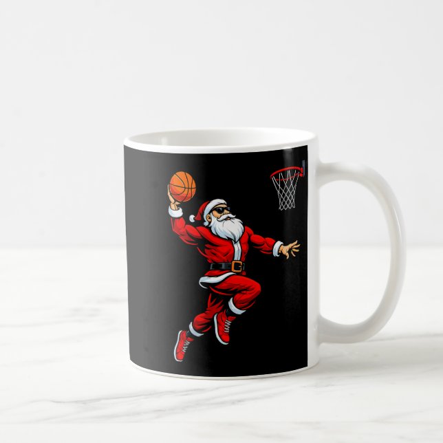 Santa Playing Basketball Xmas Funny Christmas Bask Coffee Mug (Right)