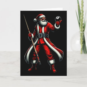 Santa Playing Billiards Men Boys Christmas Billiar Card