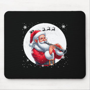 Santa Playing Clarinet Xmas Moon Costume Instrumen Mouse Pad