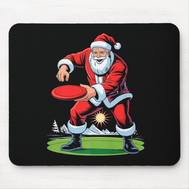 Santa Playing Disc Golf Funny Holiday Christmas Xm Mouse Pad (Front)