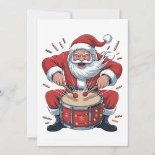 Santa Playing Drums Christmas Drummer Xmas  Thank You Card