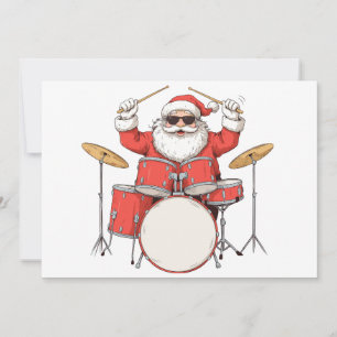 Santa Playing Drums Christmas Sunglasses Xmas Holiday Card