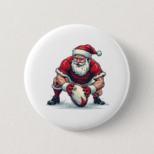 Santa Playing Football Fantasy Christmas Player 6 Cm Round Badge
