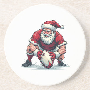 Santa Playing Football Fantasy Christmas Player Coaster