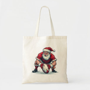 Santa Playing Football Fantasy Christmas Player Tote Bag