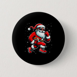 Santa Playing Football Men Boys Christmas Football 6 Cm Round Badge