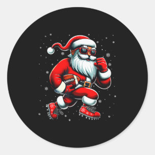 Santa Playing Football Men Boys Christmas Football Classic Round Sticker