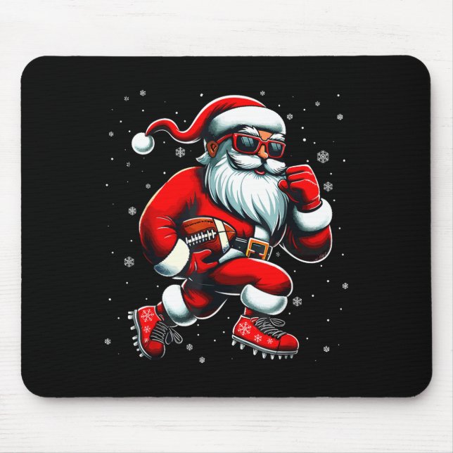 Santa Playing Football Men Boys Christmas Football Mouse Pad (Front)