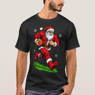 Santa Playing Football Xmas Funny Christmas Footba T-Shirt
