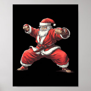 Santa Playing Funny Martial Arts Lover Christmas X Poster