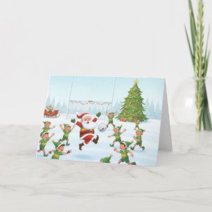 Santa playing Gaelic Football Folded Holiday Card