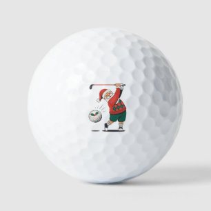 Santa Playing Golf Christmas Player Golfer Balls
