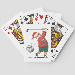 Santa Playing Golf Christmas Player Golfer  Cards