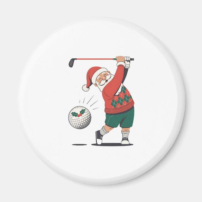 Santa Playing Golf Christmas Player Golfer  Magnet (Front)