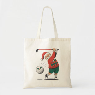 Santa Playing Golf Christmas Player Golfer  Tote Bag