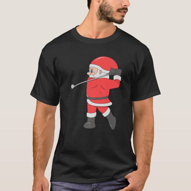 Santa Playing Golf Christmas Sport X-Mas Pajama Pa T-Shirt (Front)