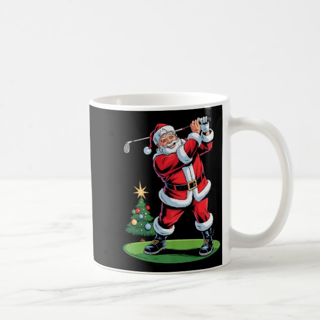 Santa Playing Golf Funny Holiday Christmas Xmas Pa Coffee Mug (Right)