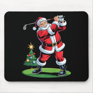 Santa Playing Golf Funny Holiday Christmas Xmas Pa Mouse Pad