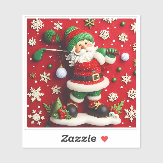 Santa Playing Golf in Winter (Sheet)