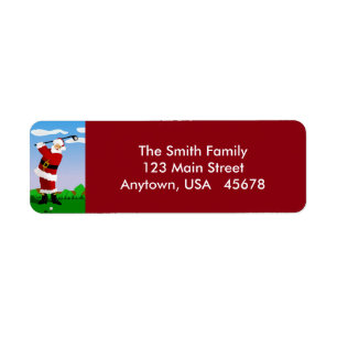 Santa Playing Golf Return Address Label