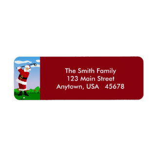 Santa Playing Golf Return Address Label