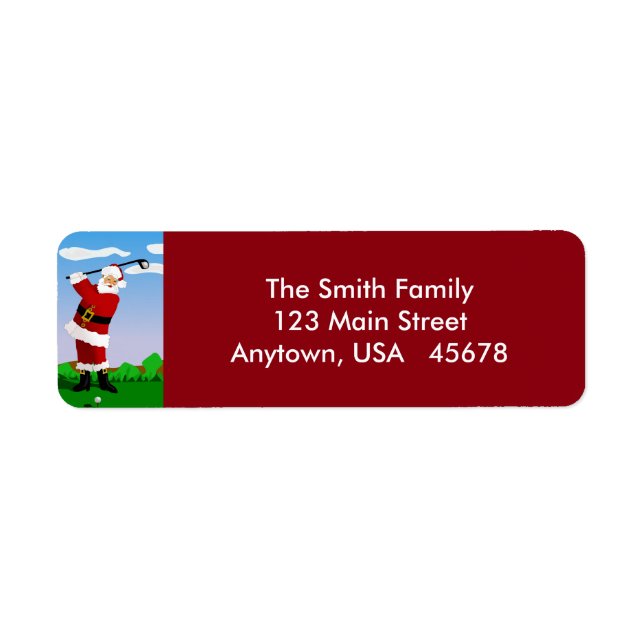 Santa Playing Golf Return Address Label (Front)