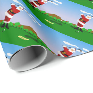 Santa Playing Golf Wrapping Paper