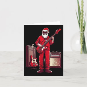 Santa Playing Guitar B Christmas Pajama Musician B Card