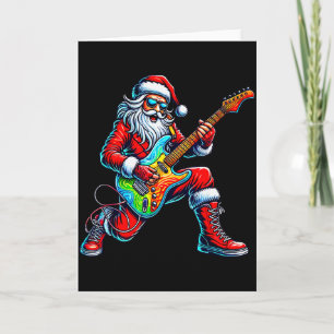 Santa Playing Guitar Musician Guitarist Christmas  Card