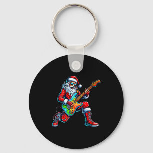 Santa Playing Guitar Musician Guitarist Christmas  Key Ring