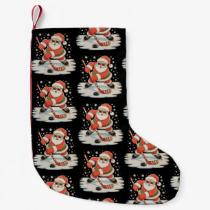 Santa Playing Ice Hockey Christmas Xmas Sport Small Christmas Stocking