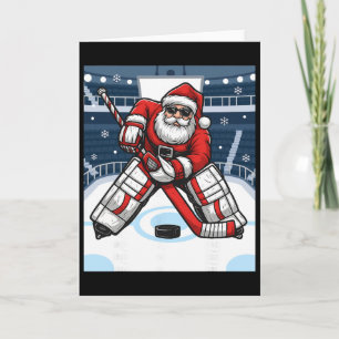 Santa Playing Ice Hockey Goalie Christmas _1 Card