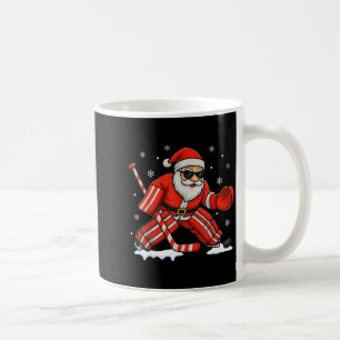 Santa Playing Ice Hockey Goalie Christmas Coffee Mug