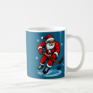 Santa Playing Ice Hockey Xmas Funny Christmas Hock Coffee Mug
