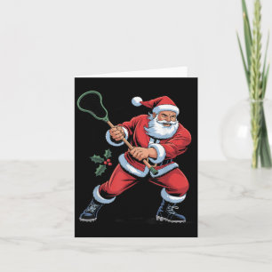 Santa Playing Lacrosse Funny Holiday Christmas Xma Card