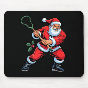 Santa Playing Lacrosse Funny Holiday Christmas Xma Mouse Pad