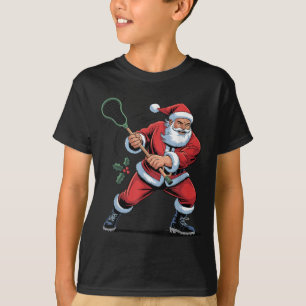 Santa Playing Lacrosse Funny Holiday Christmas Xma T-Shirt