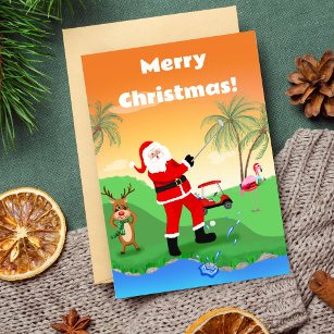 Santa Playing Out Of Water Hazard In Florida Golf Card
