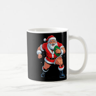 Santa Playing Rugby Funny Holiday Christmas Xmas P Coffee Mug