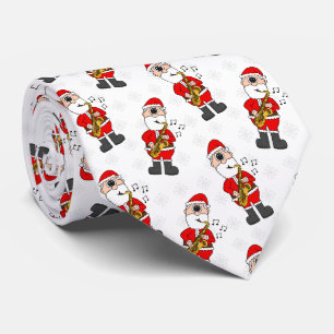 Santa Playing Saxophone Jazz Musician Christmas Tie