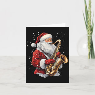 Santa Playing Saxophone Xmas Musician Saxophonist  Card