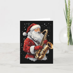 Santa Playing Saxophone Xmas Musician Saxophonist  Card